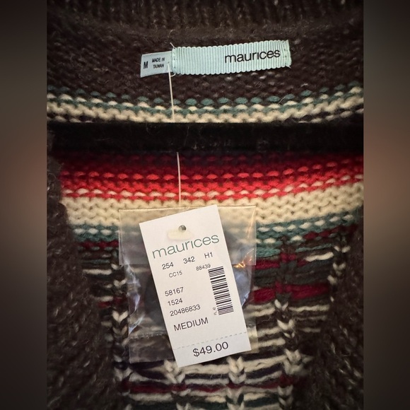 NWT Maurice’s Women's Gray Patterned “Grandpa” Cardigan Sweater - Picture 4 of 9